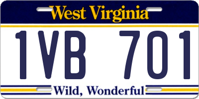 WV license plate 1VB701