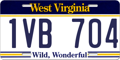 WV license plate 1VB704