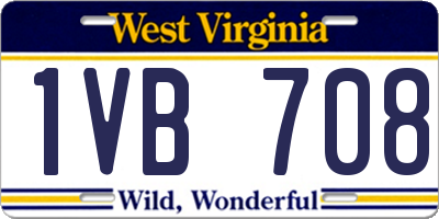 WV license plate 1VB708