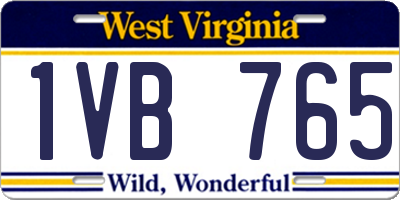 WV license plate 1VB765