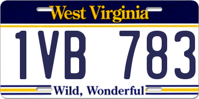 WV license plate 1VB783