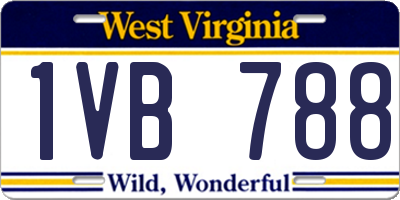 WV license plate 1VB788