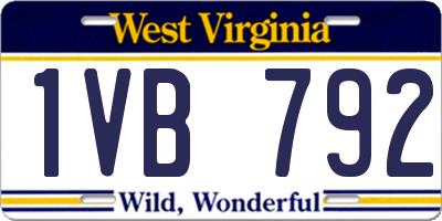 WV license plate 1VB792