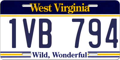 WV license plate 1VB794
