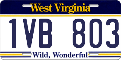 WV license plate 1VB803