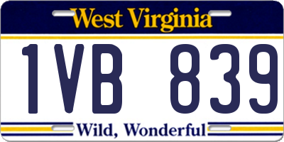 WV license plate 1VB839
