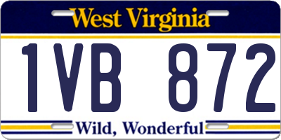 WV license plate 1VB872