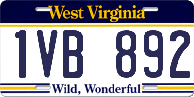 WV license plate 1VB892
