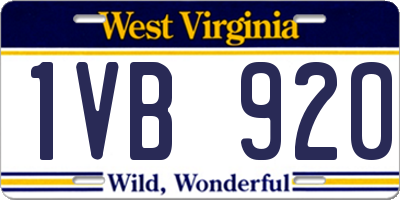 WV license plate 1VB920