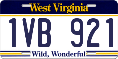 WV license plate 1VB921