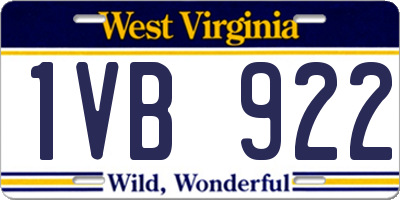 WV license plate 1VB922
