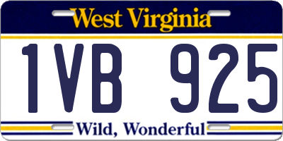 WV license plate 1VB925