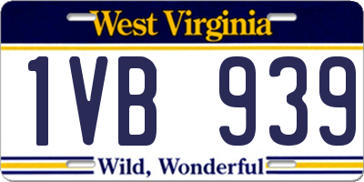 WV license plate 1VB939