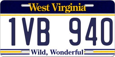 WV license plate 1VB940