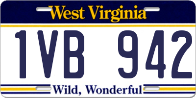 WV license plate 1VB942