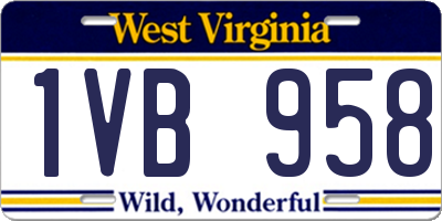 WV license plate 1VB958