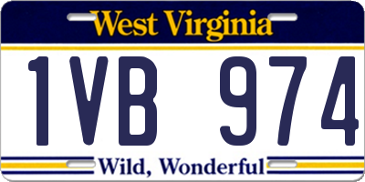 WV license plate 1VB974