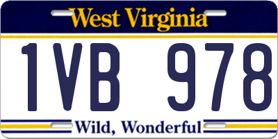 WV license plate 1VB978