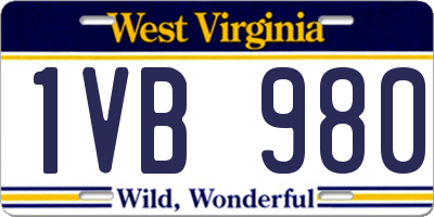 WV license plate 1VB980