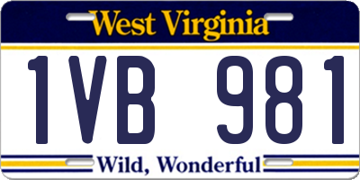 WV license plate 1VB981