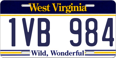 WV license plate 1VB984