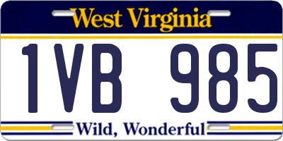 WV license plate 1VB985
