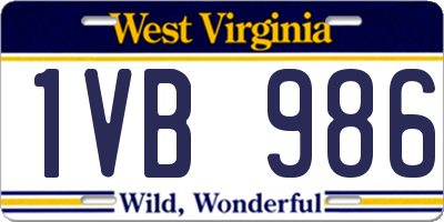 WV license plate 1VB986