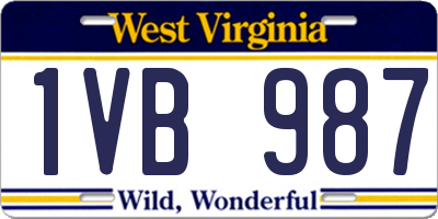 WV license plate 1VB987