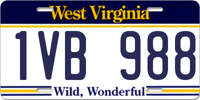 WV license plate 1VB988