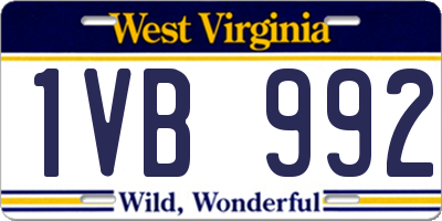 WV license plate 1VB992