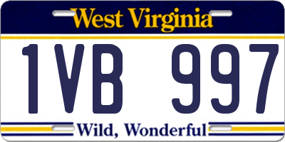 WV license plate 1VB997