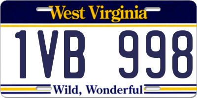WV license plate 1VB998
