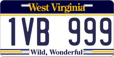WV license plate 1VB999