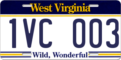 WV license plate 1VC003