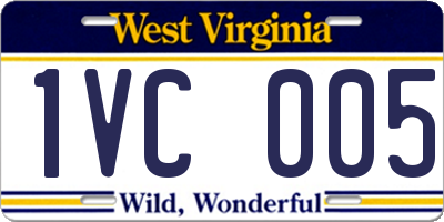 WV license plate 1VC005