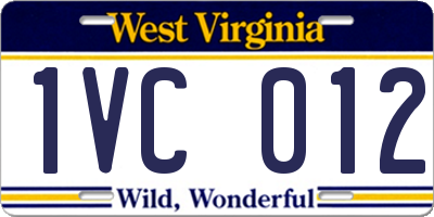 WV license plate 1VC012