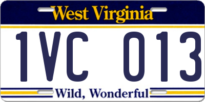 WV license plate 1VC013