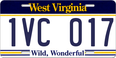 WV license plate 1VC017