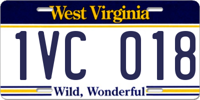 WV license plate 1VC018