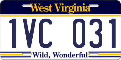 WV license plate 1VC031