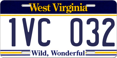 WV license plate 1VC032