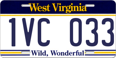 WV license plate 1VC033