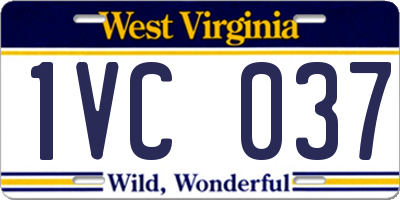 WV license plate 1VC037