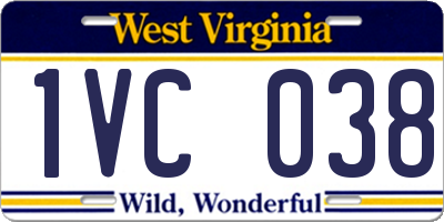 WV license plate 1VC038