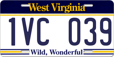 WV license plate 1VC039