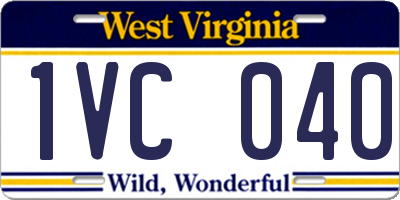 WV license plate 1VC040