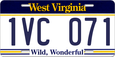 WV license plate 1VC071