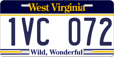 WV license plate 1VC072