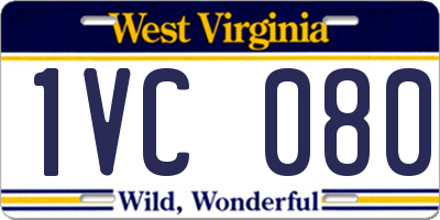 WV license plate 1VC080