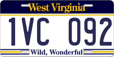 WV license plate 1VC092